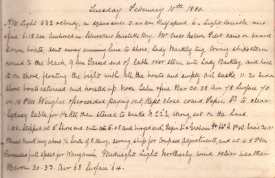 10 February 1880 journal entry